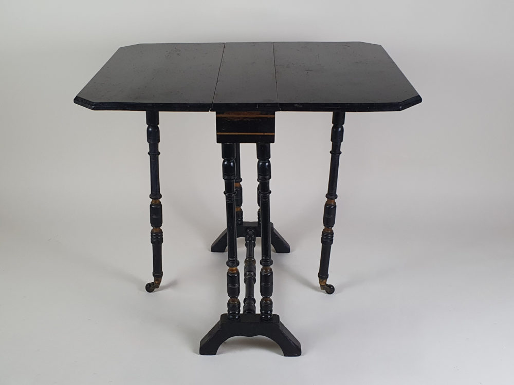 19th century antique ebonised Aesthetic Movement drop leaf side Table