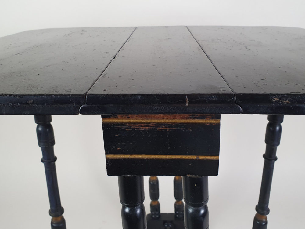 19th century antique ebonised Aesthetic Movement drop leaf side Table