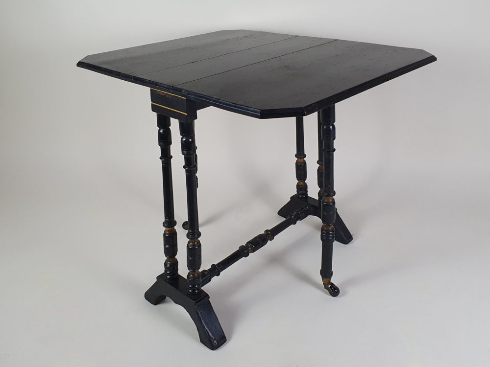 19th century antique ebonised Aesthetic Movement drop leaf side Table