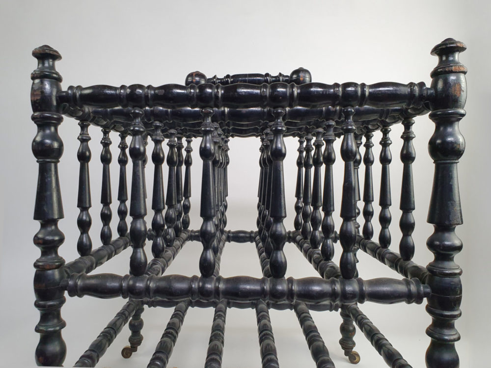 19th century antique ebonised bobbin turned Canterbury or Magazine Rack