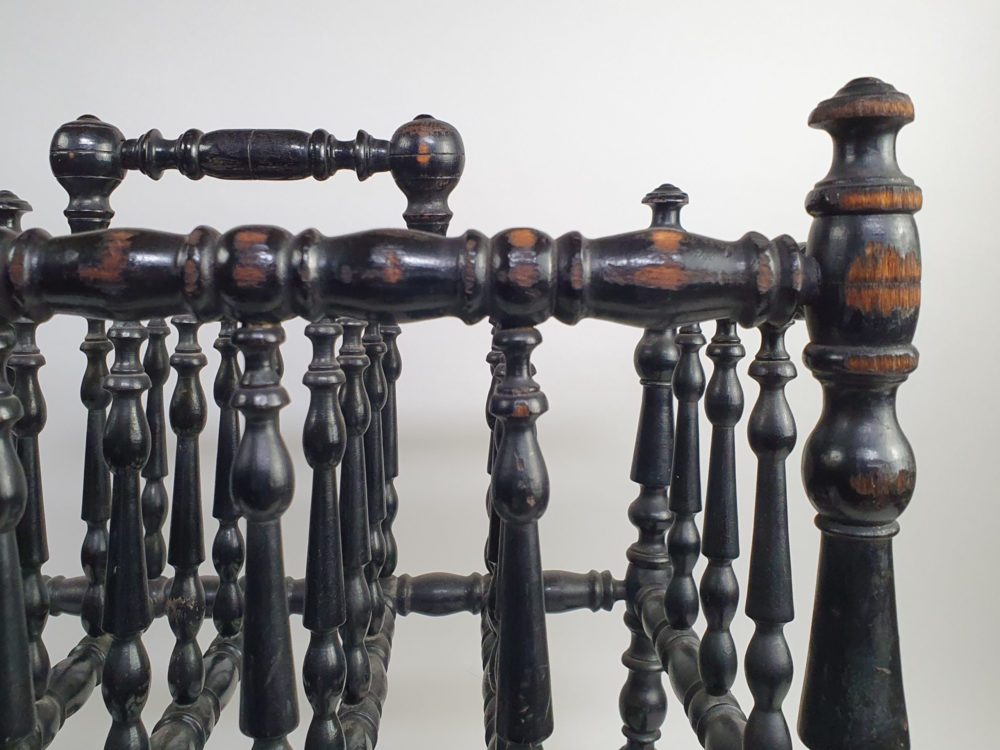 19th century antique ebonised bobbin turned Canterbury or Magazine Rack