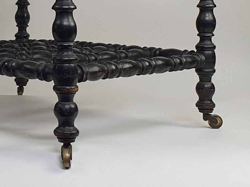 19th century antique ebonised bobbin turned Canterbury or Magazine Rack