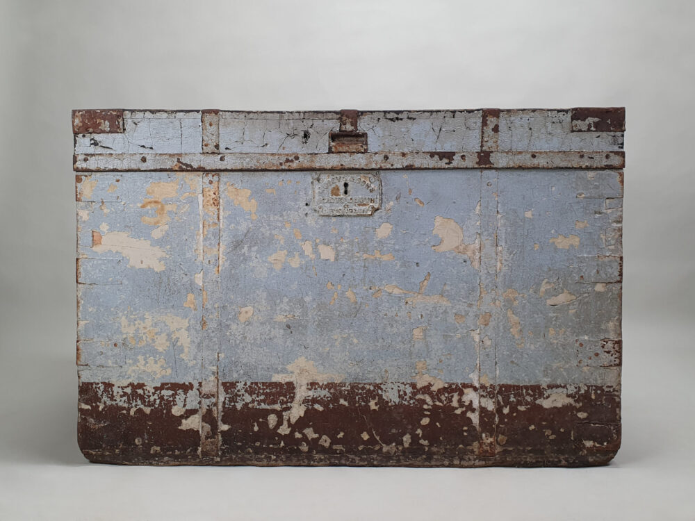 19th century antique J Grieve & Sons naval trunk