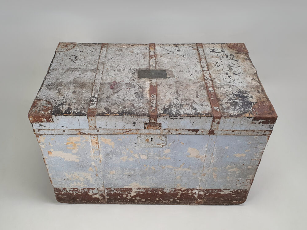 19th century antique J Grieve & Sons naval trunk