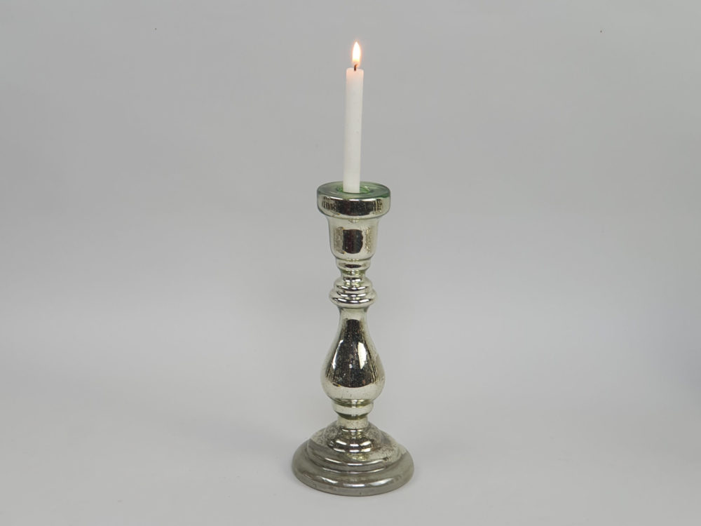Tall 19th century antique mercury glass Candlestick Holder