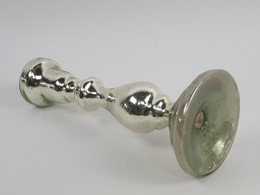 Tall 19th century antique mercury glass Candlestick Holder