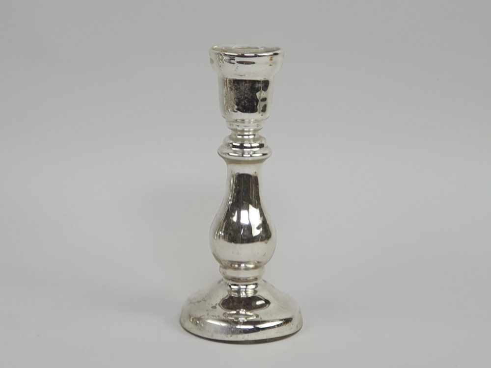 19th century antique mercury glass candlestick holder