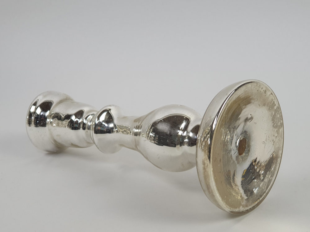 19th century antique mercury glass candlestick holder
