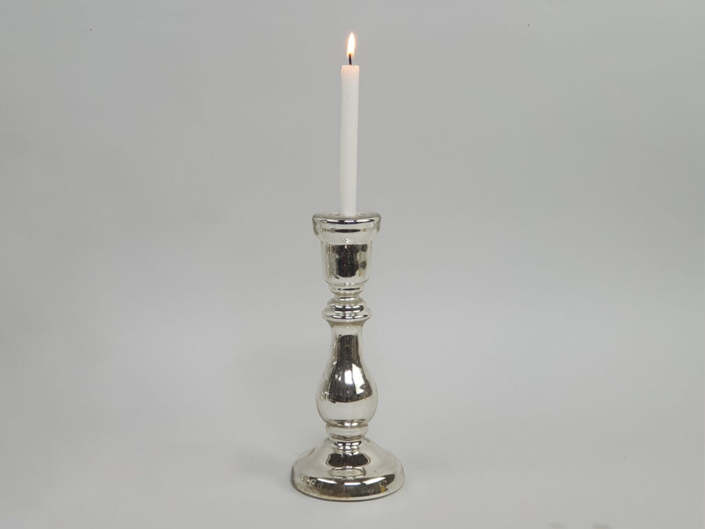 19th century antique mercury glass candlestick holder
