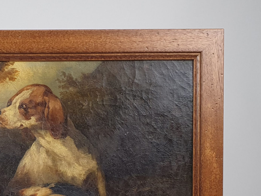 19th century antique oil on canvas of two Bloodhounds