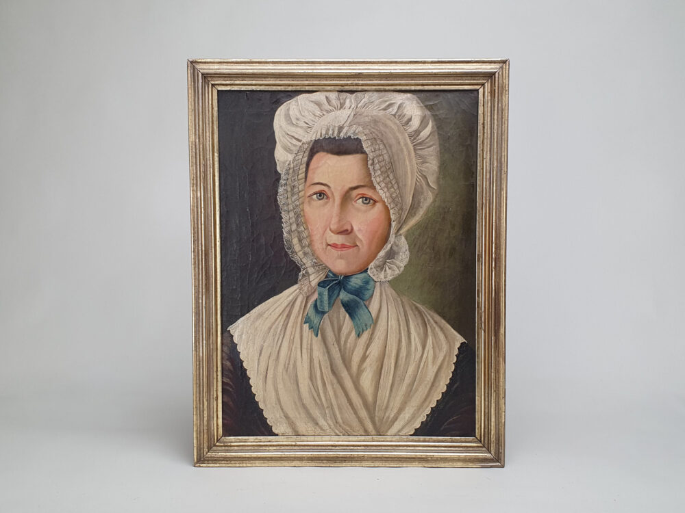 19th century antique oil painting - portrait of a French woman, Madelaine Verlin