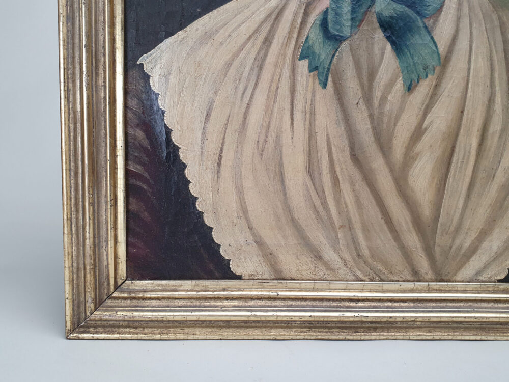 19th century antique oil painting - portrait of a French woman, Madelaine Verlin