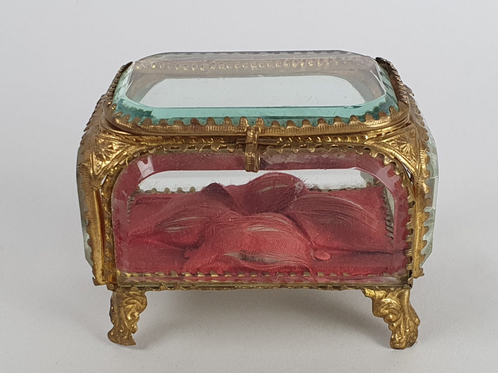 19th century antique ormolu and glass Casket or Jewellery Box