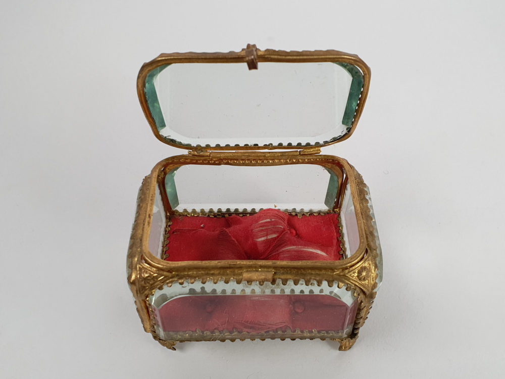 19th century antique ormolu and glass Casket or Jewellery Box