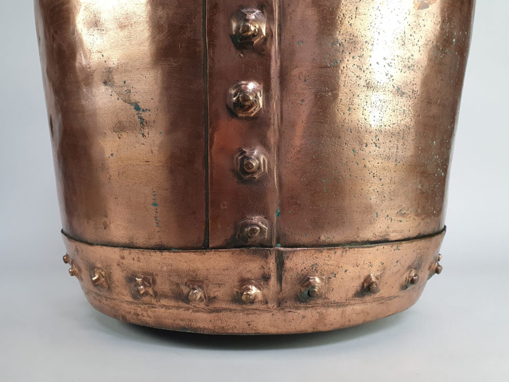 19th century antique riveted copper Planter or Log Basket