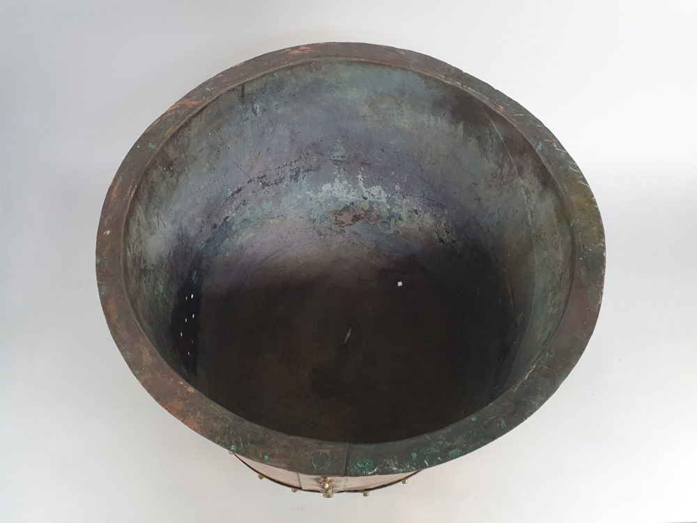 19th century antique riveted copper Planter or Log Basket