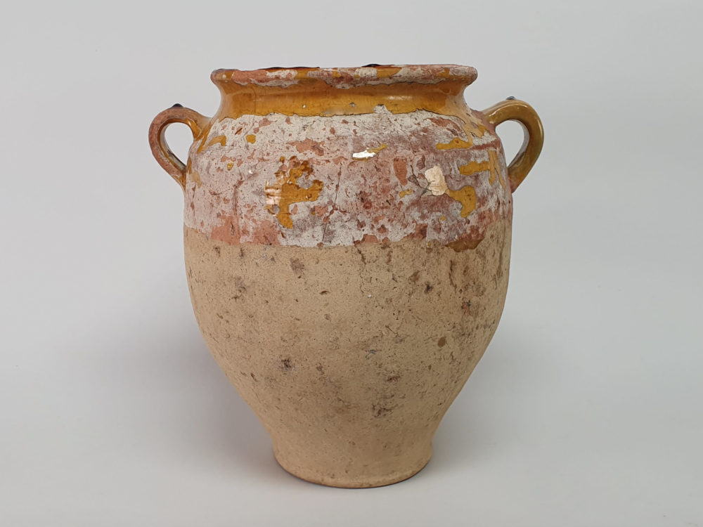 19th century antique rustic pottery Confit pot
