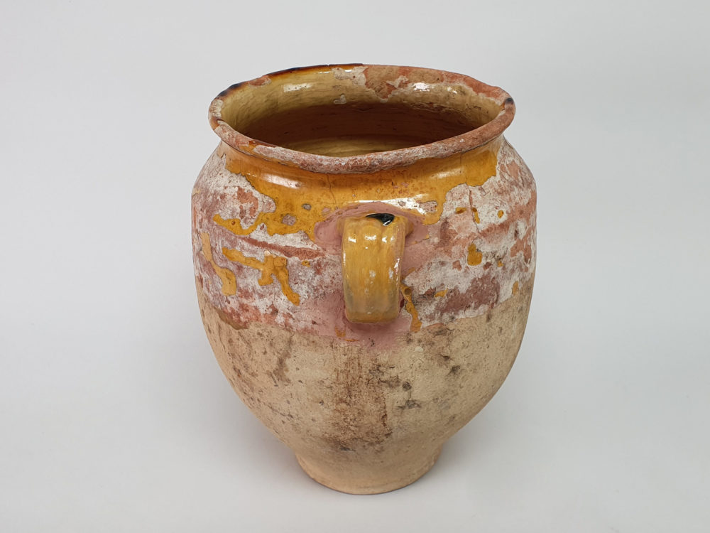 19th century antique rustic pottery Confit pot