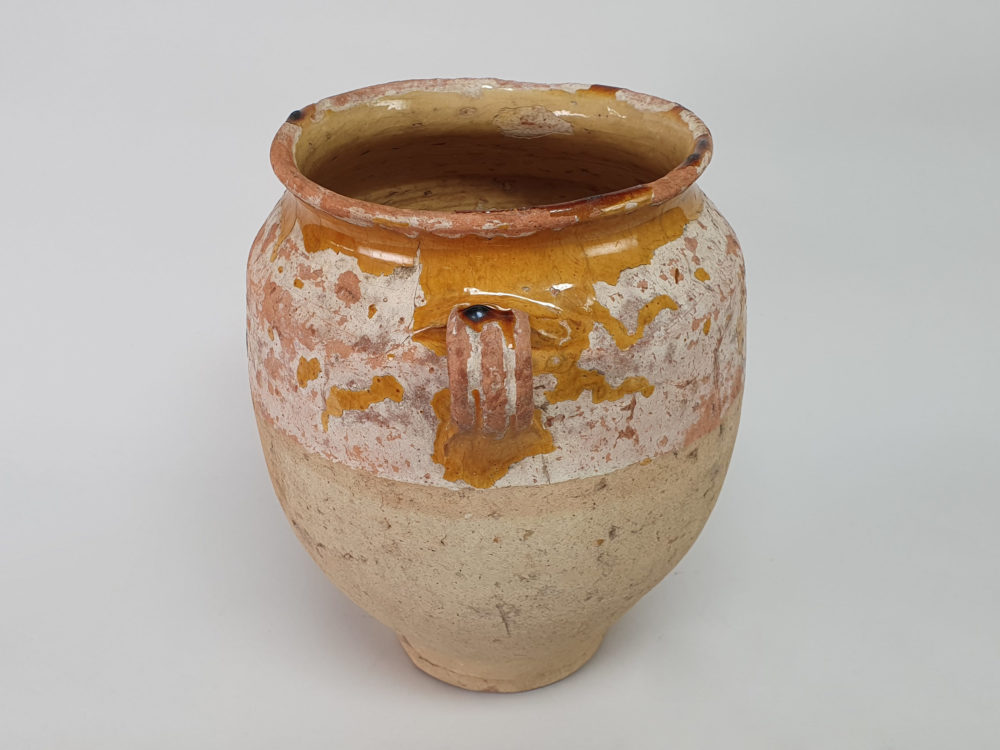 19th century antique rustic pottery Confit pot