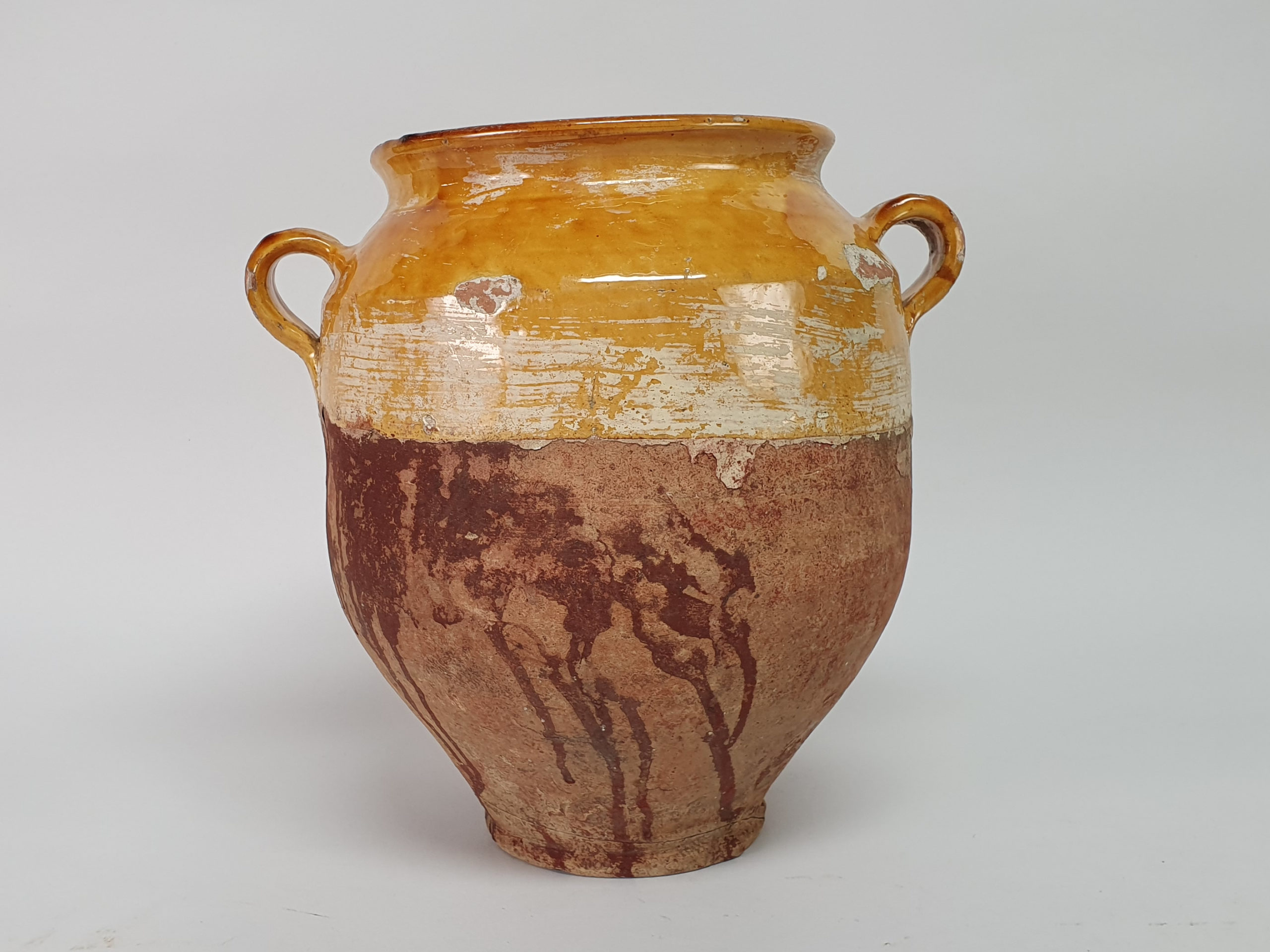 19th century antique rustic pottery Confit pot