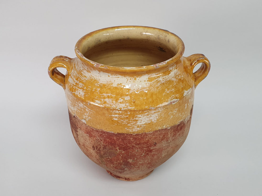 19th century antique rustic pottery Confit pot