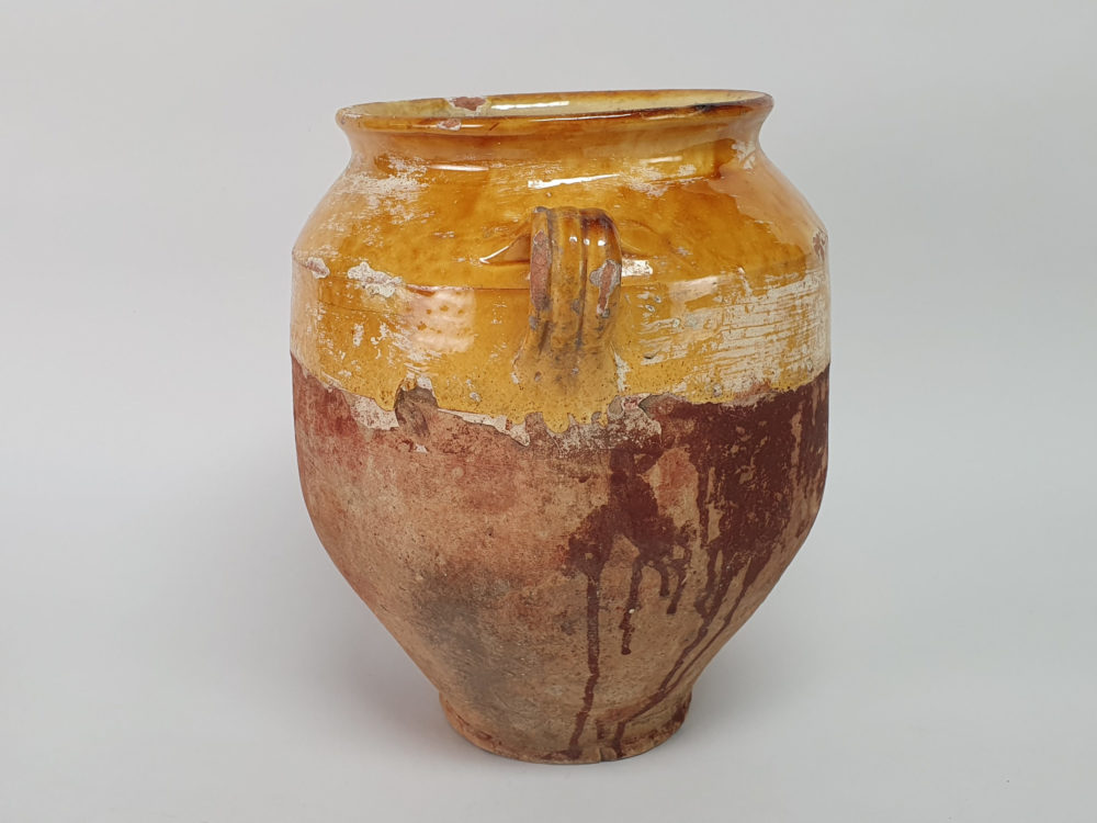 19th century antique rustic pottery Confit pot