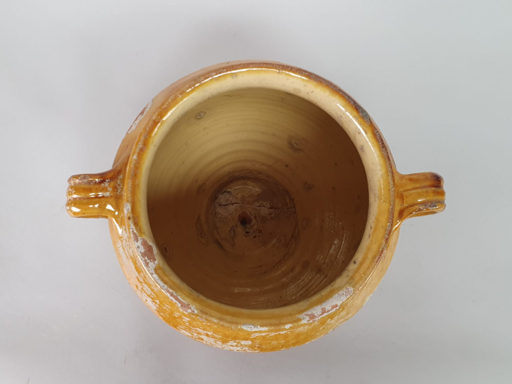 19th century antique rustic pottery Confit pot