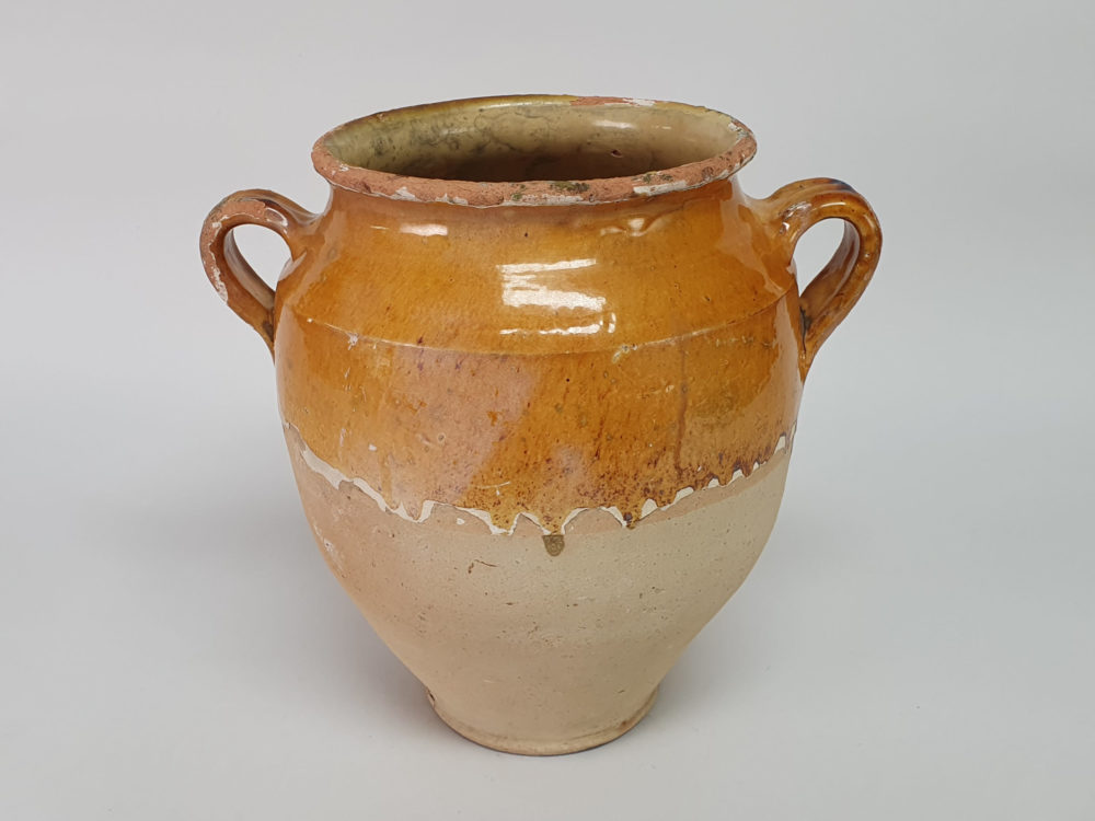 19th century antique rustic pottery Confit pot