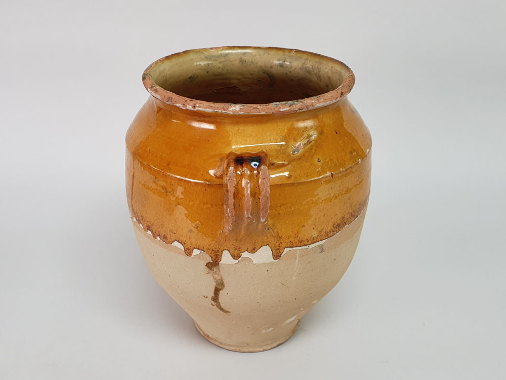 19th century antique rustic pottery Confit pot