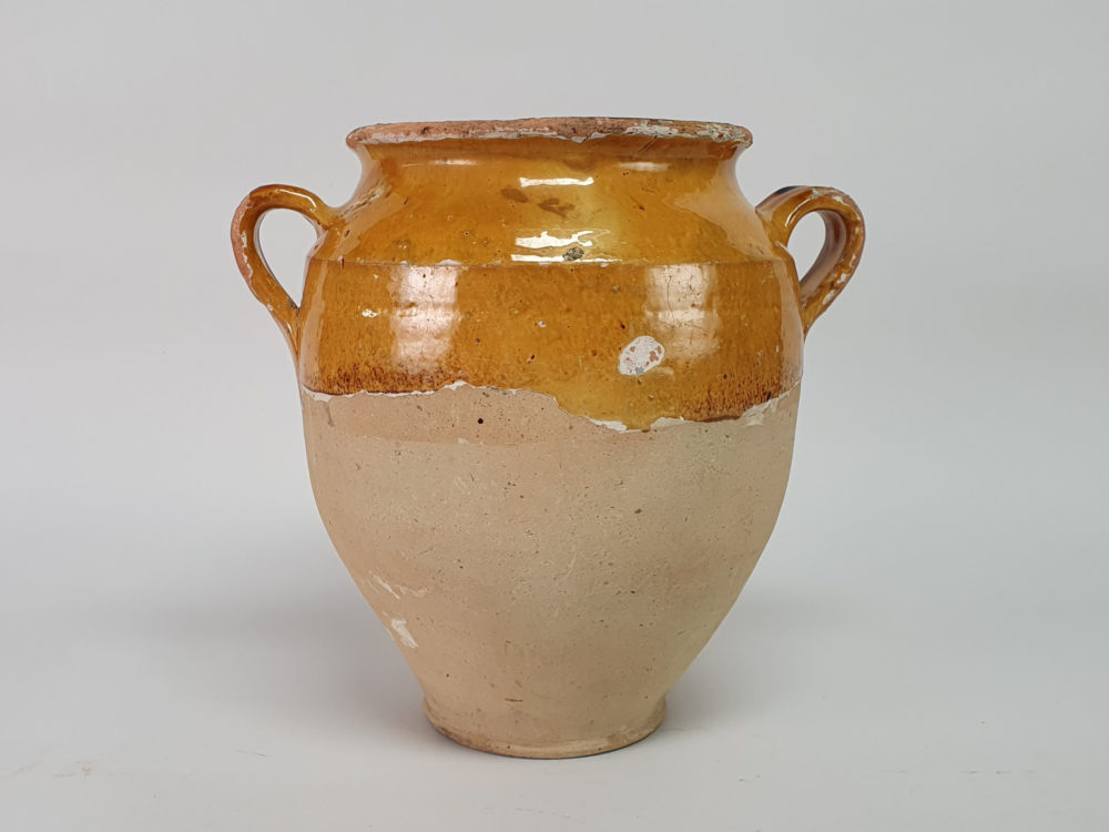 19th century antique rustic pottery Confit pot