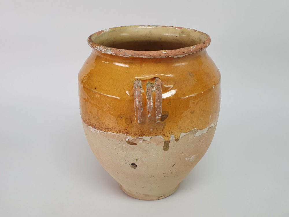 19th century antique rustic pottery Confit pot