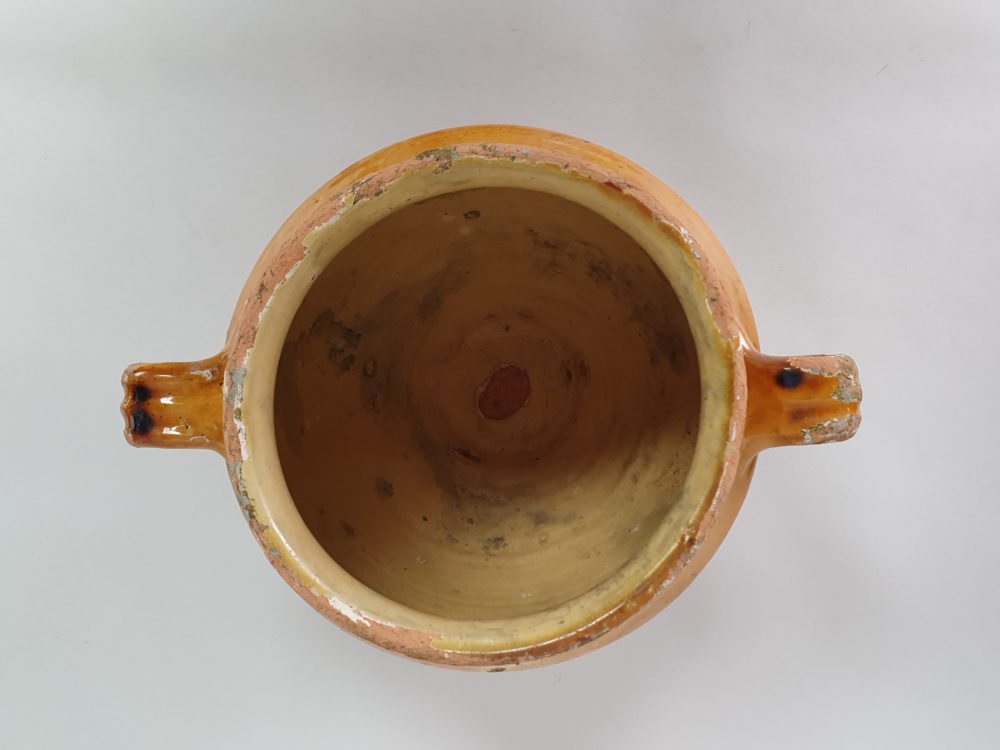 19th century antique rustic pottery Confit pot