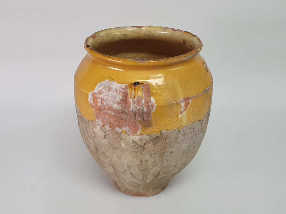 19th century antique rustic pottery Confit pot
