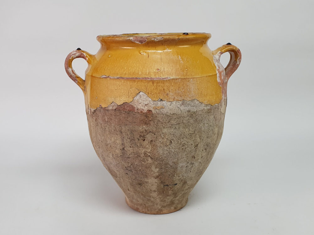 19th century antique rustic pottery Confit pot