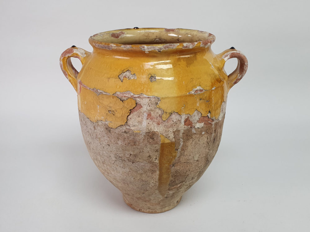 19th century antique rustic pottery Confit pot