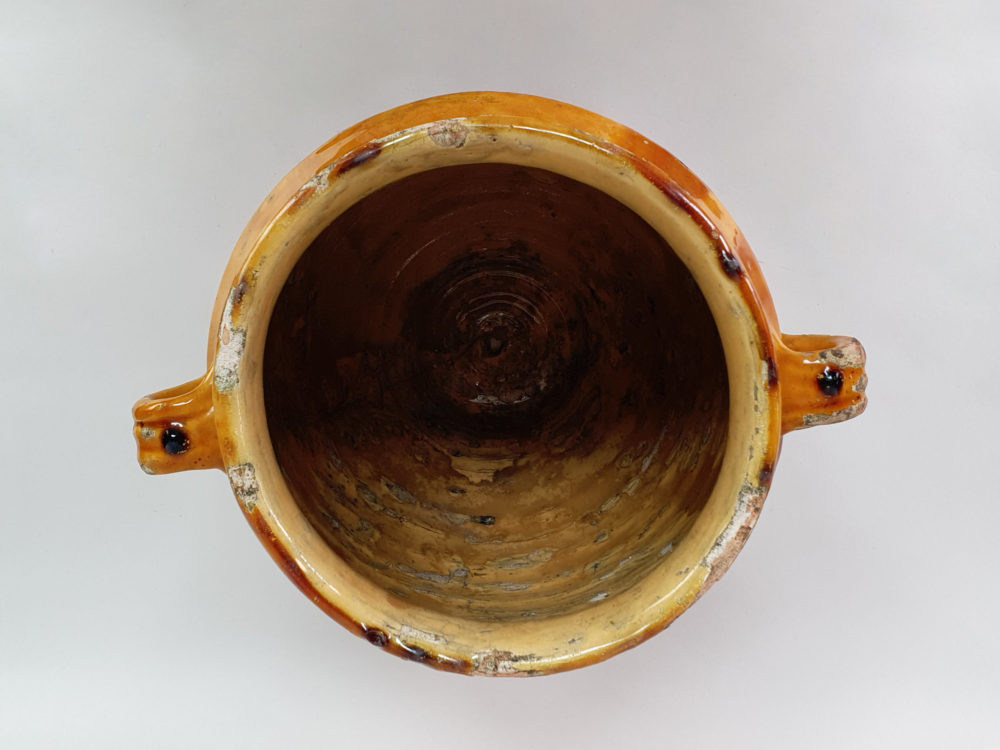 19th century antique rustic pottery Confit pot