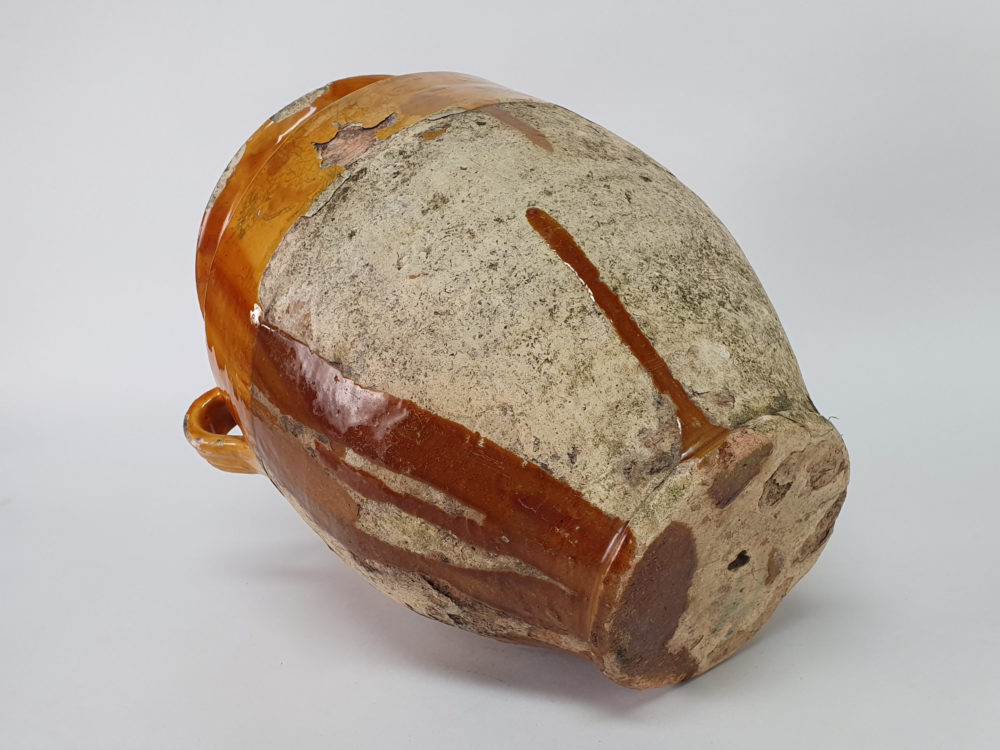 19th century antique rustic pottery Confit pot