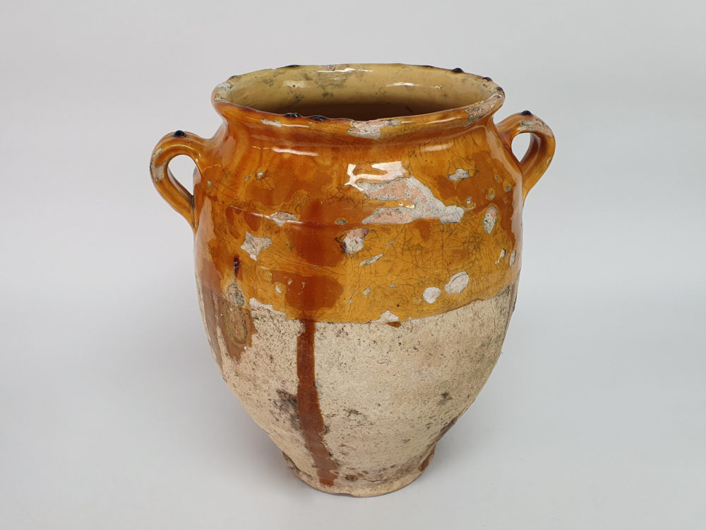 19th century antique rustic pottery Confit pot