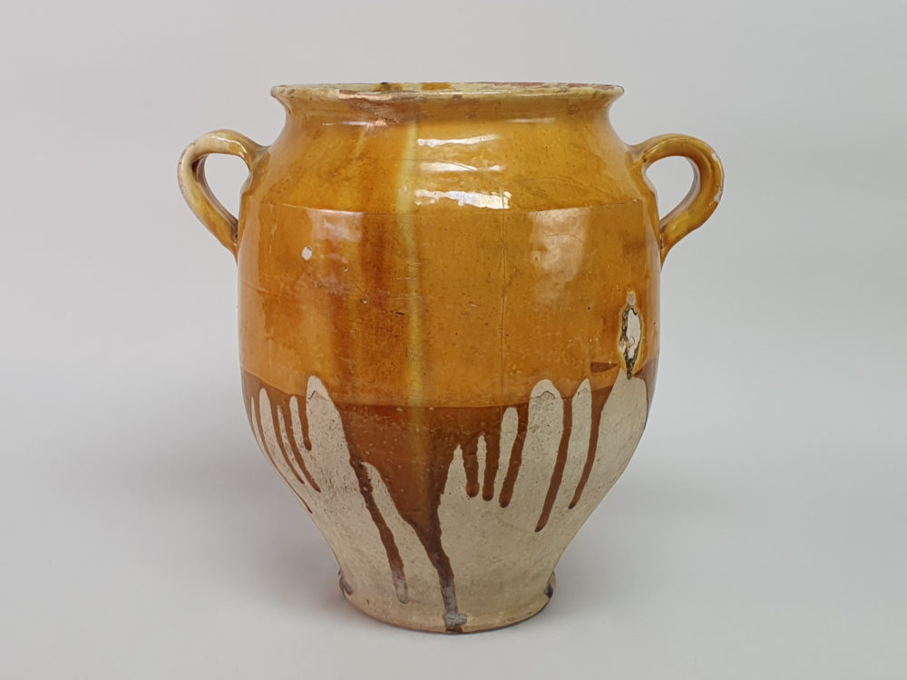 19th century antique rustic pottery Confit pot