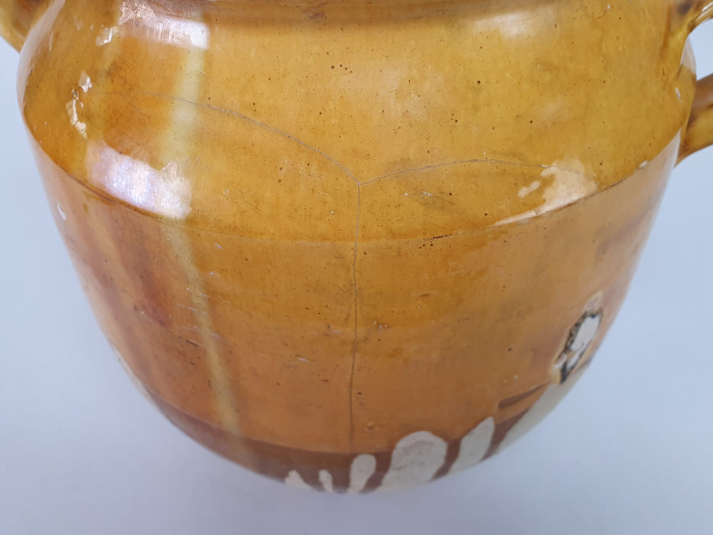 19th century antique rustic pottery Confit pot