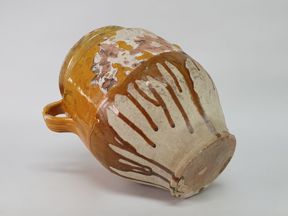 19th century antique rustic pottery Confit pot