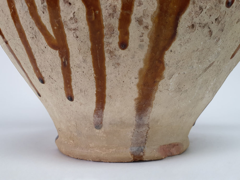 19th century antique rustic pottery Confit pot