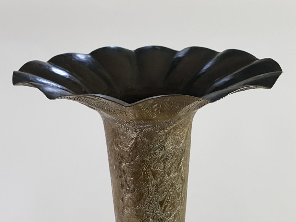 19th century brass fluted Church flower Vase