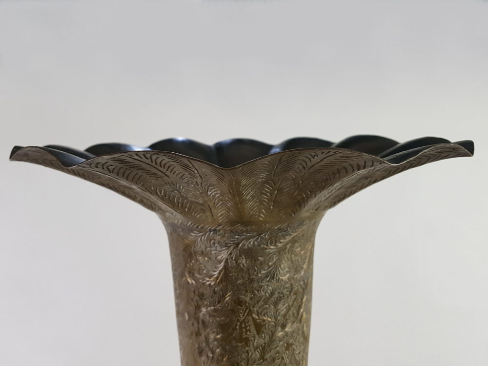 19th century brass fluted Church flower Vase