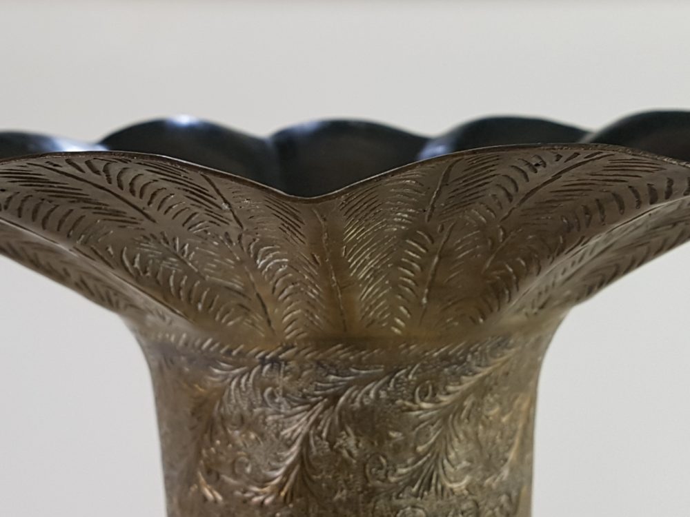 19th century brass fluted Church flower Vase