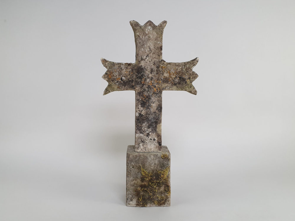 Early decorative antique Marble Cross mounted on a stone plinth