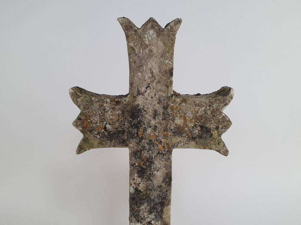 Early decorative antique Marble Cross mounted on a stone plinth