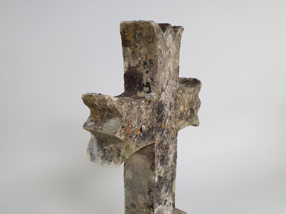 Early decorative antique Marble Cross mounted on a stone plinth