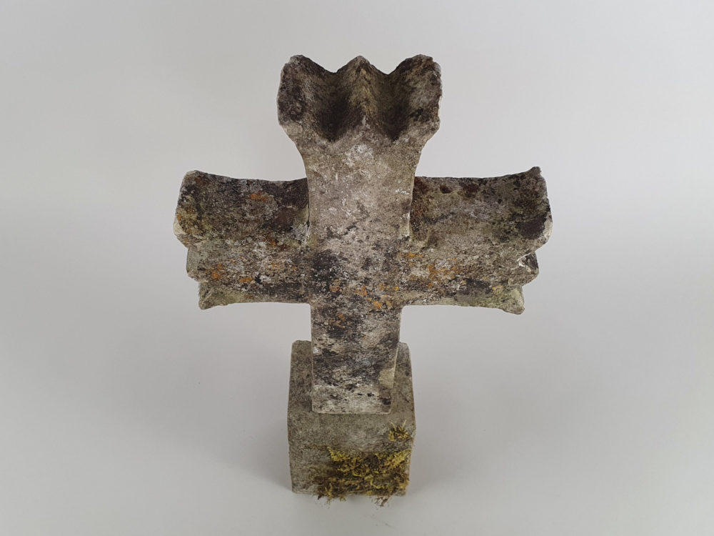 Early decorative antique Marble Cross mounted on a stone plinth