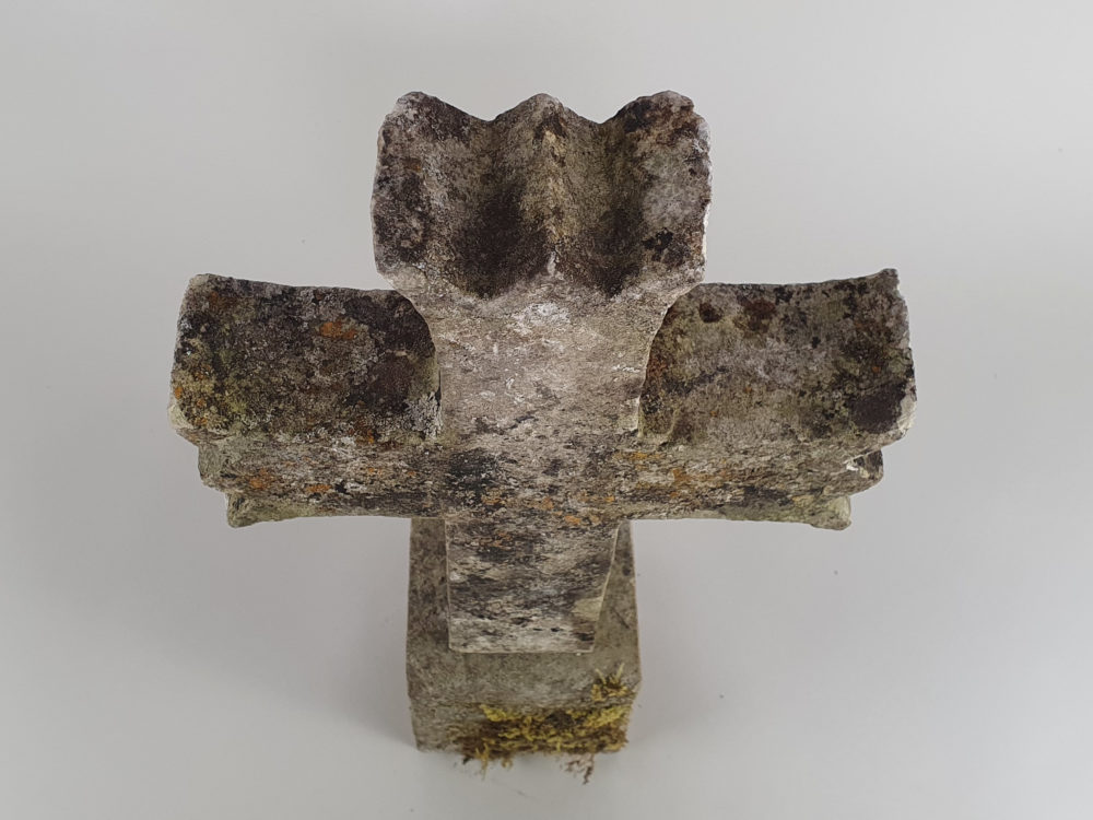 Early decorative antique Marble Cross mounted on a stone plinth